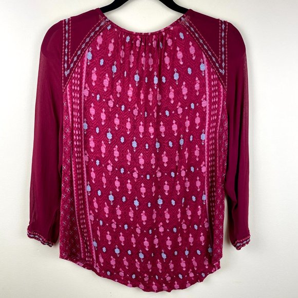 Lucky Brand Boho Southwestern Button Down Blouse - Picture 2 of 10